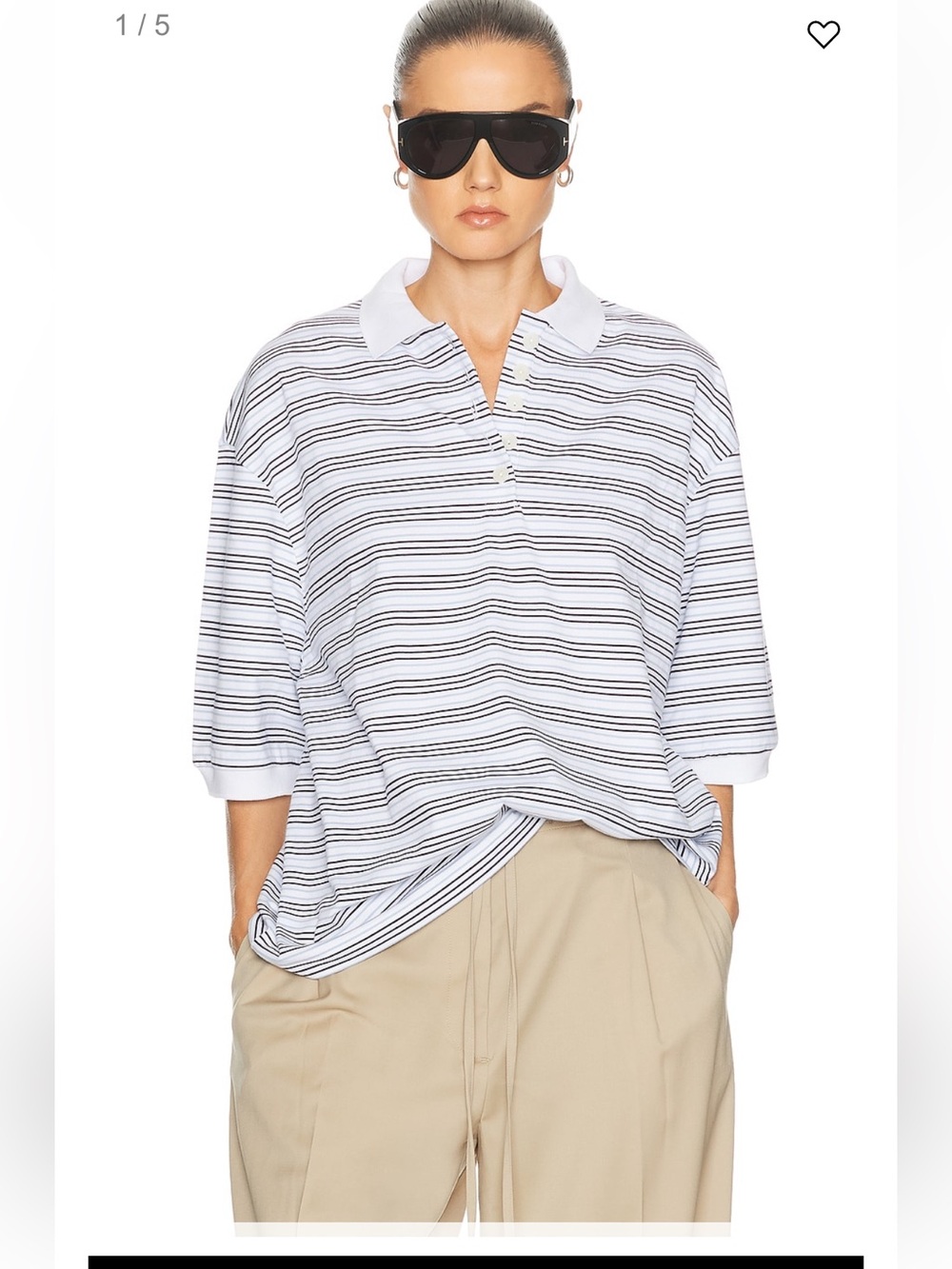 Like New Rohe Striped Oversized Polo Top